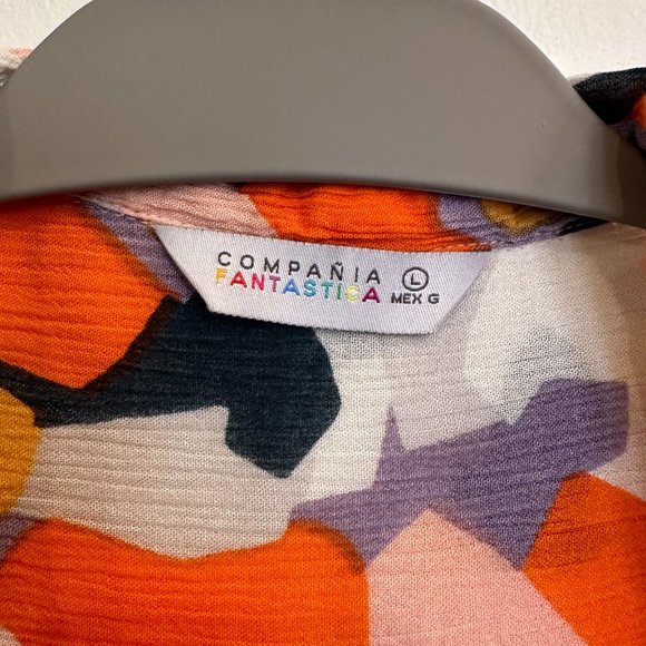 Compañia Fantastica shirred multicolor button up shirt - Picture 2 of 6